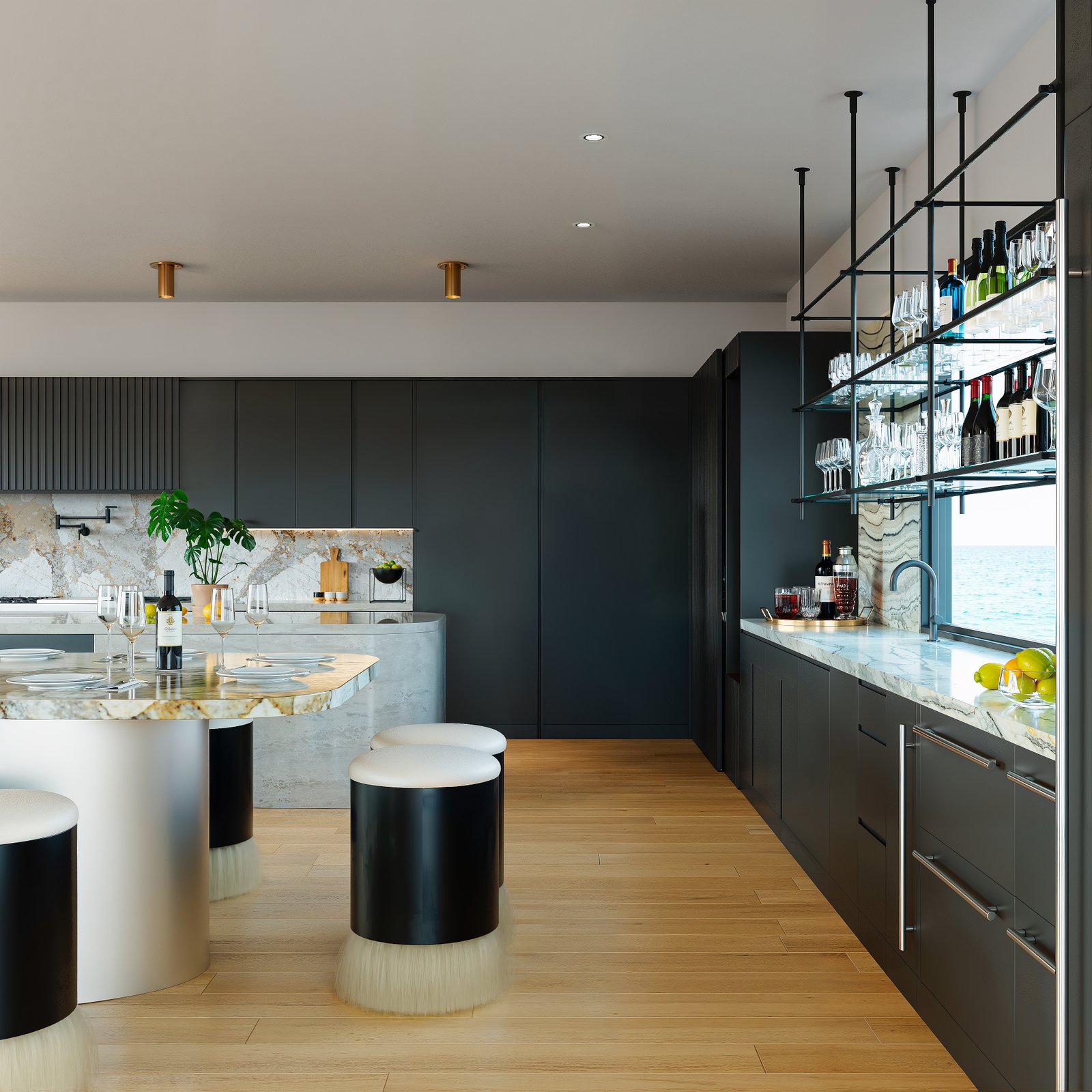 Kitchen Interiors Residential Render Architectural Visualization