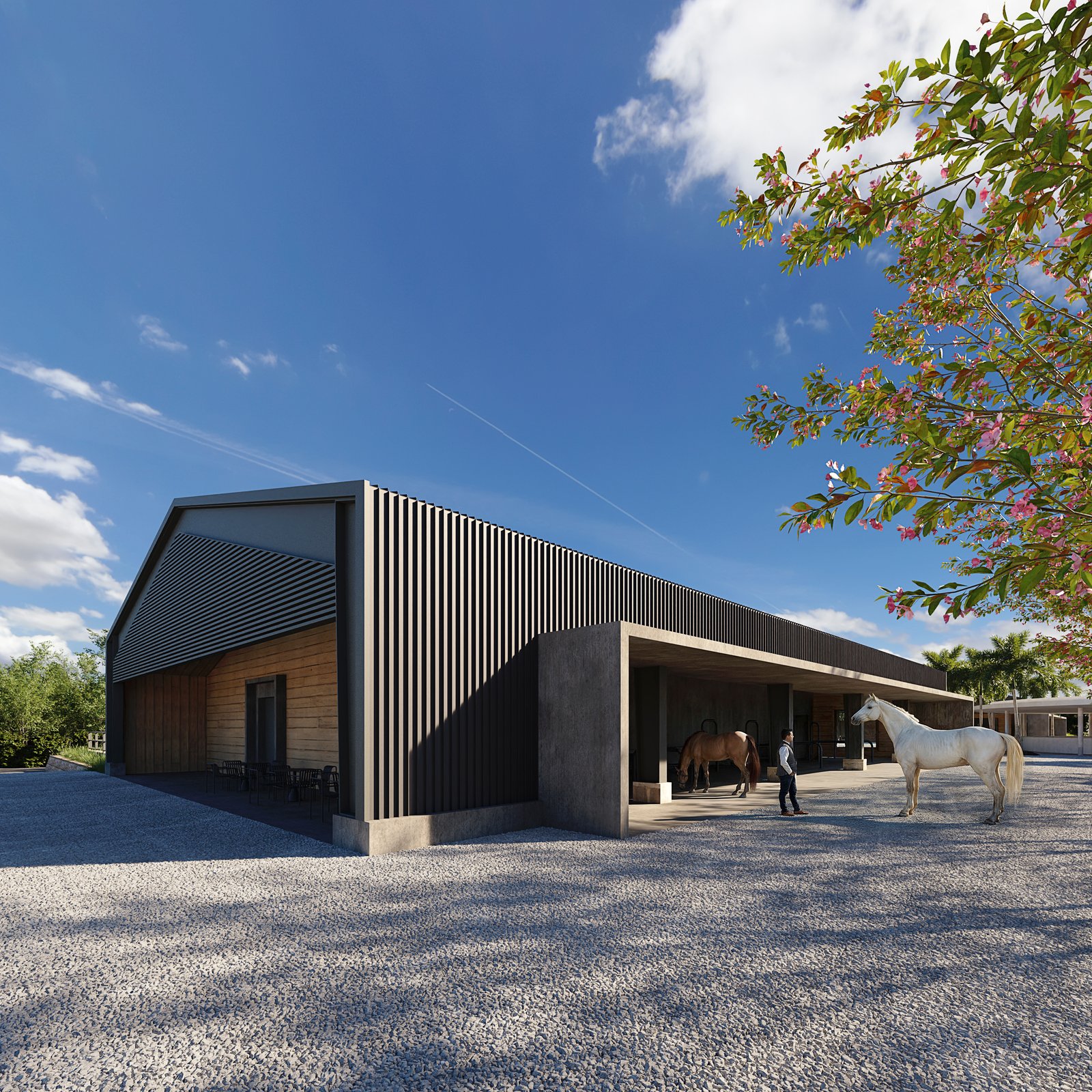 Project 41 image 1 Exteriors Commercial UrbanPlanning Stables Horses Render Architectural Visualization