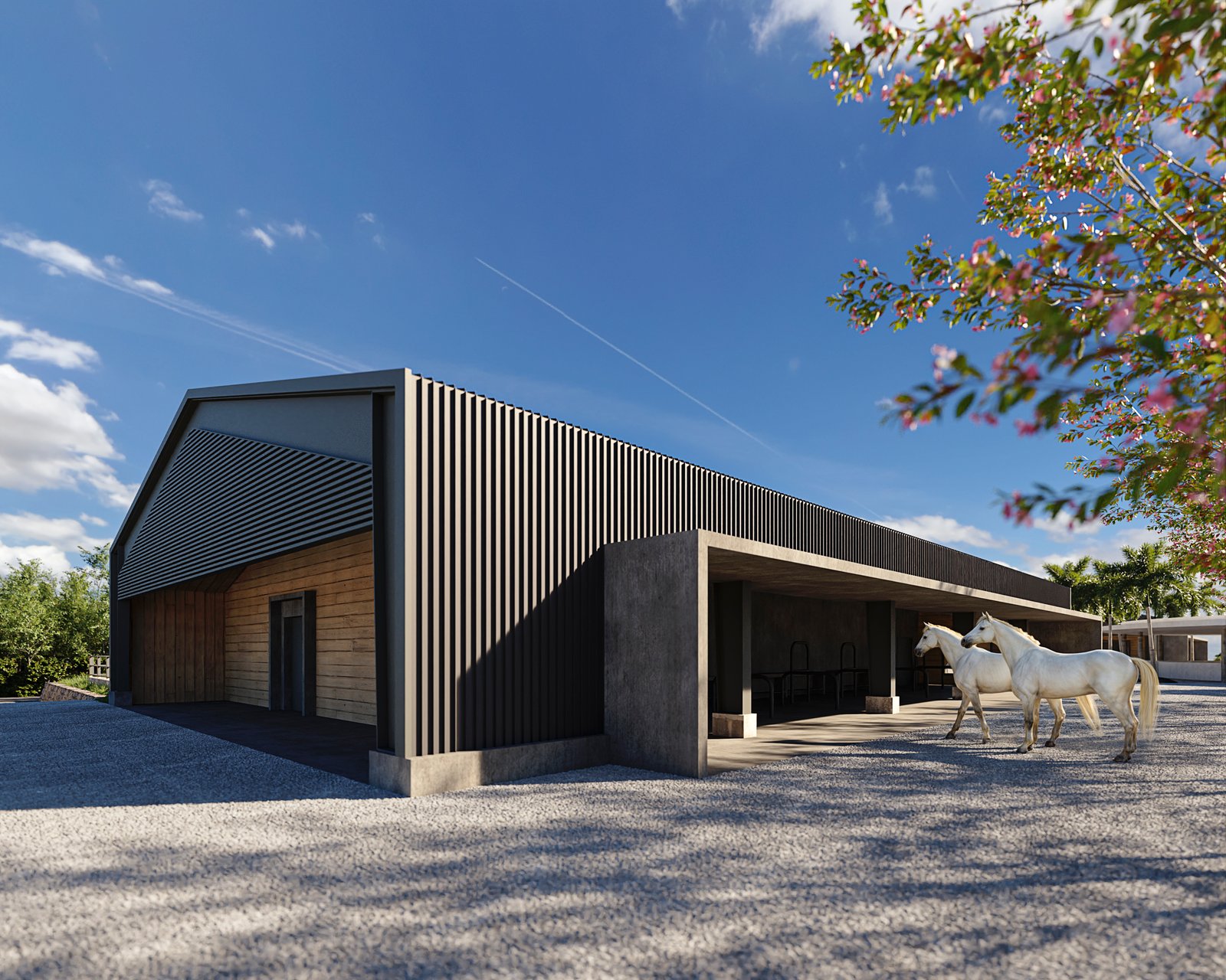Project 41 image 2 Exteriors Commercial UrbanPlanning Stables Horses Render Architectural Visualization
