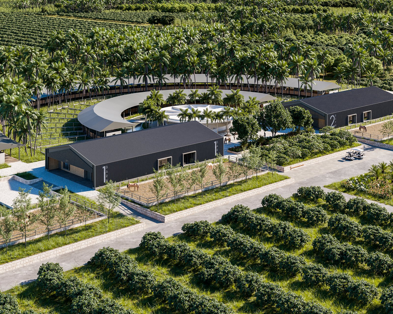 Project 41 image 10 Exteriors Commercial UrbanPlanning Stables Horses Buildings Render Architectural Visualization